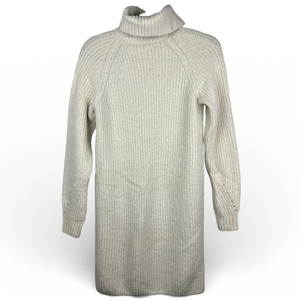 Studio 19 Women’s Cream X-Small Cozy Knit Turtleneck Long Sleeve Sweater Dress
